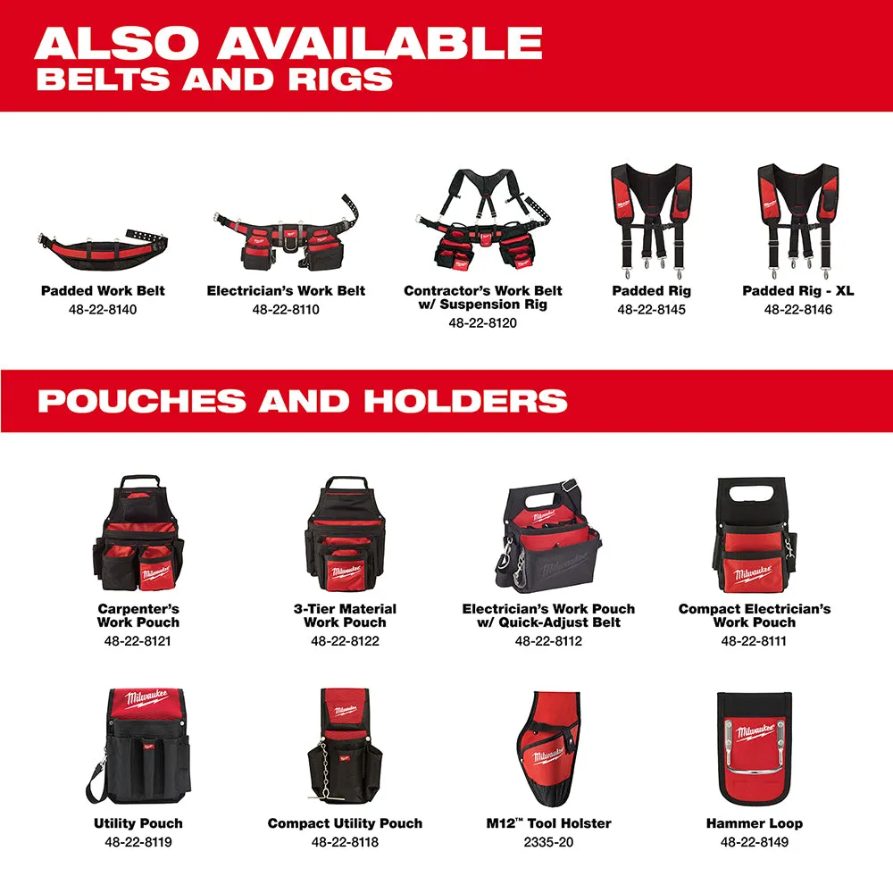 Milwaukee 48-22-8120 30 - 53-Inch 24-Pocket Suspension Rig Contractor Work Belt