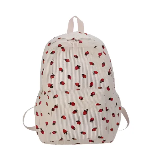 Strawberry Corduroy Backpack